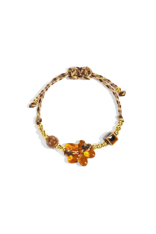 Armband | Beaded Flower Brown